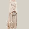 Etniska kläder #CL050 SOLID ABAYA Simple Dress Satin Muslim Long Women