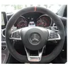 Pour Benz AMG C63S haute qualité cousu à la main anti-dérapant daim noir fil rouge bricolage volant Cover278H