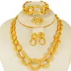 Dubai gold jewelry sets Arab Necklace Bracelet earrings ring set African women bridal wedding Gift Ethiopian collares jewellery 20276D