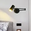 Vägglampor minimalistiska LED -lampa guld svart vit metall roterbar foajé sängläsrum belysning sconce e27 glödlampa droppe