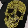 Men's T Shirts Slim Fit Crystal Big Skull Printed T-shirt Crew Neck Gold&Silver Tshirt Tee Top Men Designer Shirt Brand Clothing