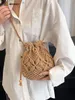 Evening Bags Cute Luxury Designer Brand Straw Woven Shoulder Crossbody Bucket Bag 2023 Fashion Casual Summer Travel Beach Women Trendy 230731