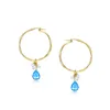 Boucles d'oreilles pendantes femmes saphir cristal goutte d'eau S925 argent Sterling 9k plaqué or coquille perle bleu larme anneau boucle d'oreille