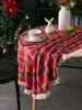 Tischdecke Weihnachten Couchtisch Abdeckung Garn gefärbt Plaid Urlaub Hochzeit Deco Tischdecke Runde Quaste Tischdecke für Party R230726