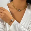 Choker Ingesight.z Многослойный золотой цвет металлический CCB Ball Square Box Chain Chokers Ожежее