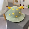 Hårtillbehör 2023 Söt Cartoon Spring Summer Giraffe Baby Bucket Hat Cotton Fisherman Hats Boys Girls Sun Cap för 1-3 år gammal