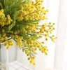 Decorative Flowers Wreaths 6Pcs Artificial Acacia Bean Flower Yellow Mimosa Plush Pudica Spray Cherry Silk Fake For Wedding Home Decoration 230731