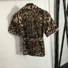 Leopard Print Shirts Shorts Casual Suits Sleepwear For Women Lace Up Shirt Elastic Midje Casual Short Pants 2st Sets2812