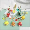 Keychains Lanyards Söt Simated Fruit Avocado Keychain 3D Soft Harts Lering Stberry Par Jewelry Women Fashion Christmas Small Gi Otl5x