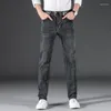 Pantalones vaqueros para hombre 2023 marca Fit recto azul y negro Denim clásico negocios Casual Oficina moda pantalones ajustados