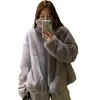 Women's Fur High Quality Faux Rex Coat 2023 Winter Fashion Jacket Loose Long Overcoat Thick Warm Female Clothing