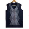 Hommes gilets mode hommes sans manches tricoté pull gilet printemps automne pull bas col en v mâle Streetwear décontracté polyvalent basique débardeur