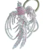 Chaveiros 3,54" Lindo Animal Phoenix Chaveiro Rosa Strass Cristal Pingente K02338C7