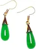 Boucles d'oreilles pendantes Vintage naturel vert jade pierre précieuse goutte 925 pierre femmes bijoux