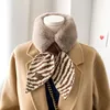 Scarves Fashion Zebra Pattern Faux Fur Thick Neck Guard Warm Scarf Women Winter Outdoor Windproof Wool Knit Cross Plush Shawl Q51