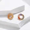 earrings designer for women high-end circle design, exquisite light luxury stud earrings set with colorful zircon personality vintage texture earrings