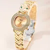 Inne zegarki Missfox Leopard 3D Bling Diamond Quartz Kobiety Watch Fashion Casual Ladies Watch Female Quartz Gold Watch Watch Women Women Clock J230728