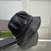 Sombrero de pescador de lona, sombrero de cubo con parte superior plana bordada de mezclilla lavada Unisex, sombrero de cubo clásico Popular de diseñador, sombrero de Bob