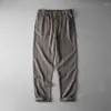 Pantaloni da uomo Pantaloni da yoga larghi con coulisse in lino da uomo in stile giapponese con tasche Pantaloni da spiaggia traspiranti estivi