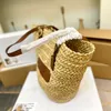 Summer Designer Bag Raffia Tote Crochet Straw Large Capacity Women Travel Handväska Straw Bags Real Leather Shopping Purse Plånbok Totes axelhandväskor Toppkvalitet