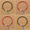 Charm Bracelets Punk Sports Outdoor Cycling Bicycle Heart Red Cord For Women Men Lover Bike Pendant Jewelry Mountain Biker Gifts Drop Dhzwe