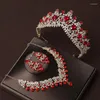 Halsband örhängen set brud lyx krona 3-stycken av konstgjord kristall romantisk födelsedag