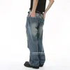 Erkekler Kot Firmranch 2023 Erkekler/Kadınlar Retro Old Mavi Baggy Yırtılmış Yırtılmış Düz 90'lar Fırçalı Kotu Geniş Pantolon Gevşek Pantolon