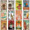 Welcome To TIKI Bar Targhe in metallo Targa vintage TIKI Bar Art Metal Plate Birra Targhe in metallo Poster Decor per Bar Pub Club Man Cave Decorazione da parete Regalo personalizzato 30X20CM w01