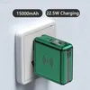 携帯電話のパワーバンク15W QIワイヤレス充電器PD3.0パワーバンク15000MAH 22.5W高速充電パワーバンクQC3.0ケーブルACプラグ付き細孔壁充電器L230731