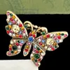 Vintage diamantuppsättning damer färgad diamantfjäril antik kopparhalsband armband örhängen ring antik stilfulla lyxsmycken