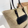 Nouveau seau fourre-tout sac de créateur grand fourre-tout crochet paille grande capacité femmes plage sac à main sacs de paille en cuir véritable sac à main portefeuille sacs à main Top Qualit