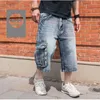 Men's Jeans Mcikkny Men Hip Hop Cargo Denim Shorts Multi Pockets Loose Casual Male Streetwear Washed