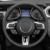 Couverture de volant de voiture bricolage cousu à la main noir en cuir véritable daim pour Ford Mustang 2015 2016 2017 2018 20192719