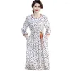 Casual Dresses 2023 Fashion Dress Women's Summer Mid Length Frag Mented Flower Round Dot Three-Quarter Sleeves Female 5XL