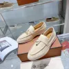 Designer Walk Charms Embelli Chaussures Casual LoroPiana Hommes Mocassins En Daim Couple Chaussure En Cuir Véritable Plat Pour Hommes Robe Plate Baskets 35-46