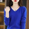 Women's Sweaters Flat V-neck Mink Cashmere Sweater Autumn/winter 2023 Knitted Loose Pullover Commuter Basic Knit Top