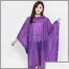 Raincoats Household Sundries Home Garden Eva Eco Friendly Poncho Rainwear Transparent Solid Color Non Disposable Cycling Raincoat Adt Dh0Rf