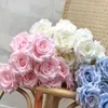 Decorative Flowers Wreaths Artificial Rose Plants Leaves Pink Silk Fake Home Decoration White Autumn Bouquet Roses Flower Office Decor 230731