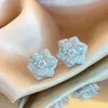 Stud Classic S925 Silver Flower Earring 0 2ct Diamond Camellia Ear Studs Pass Tester Birthday Gift 230729