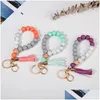 Keychains Lanyards Sile Key Ring Armband Pärled Wrislet Keychain Portable House Car Keys Holder Tassel Chain trägruslet Bangle OT5QX