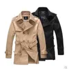 Mannen Trenchcoats Windjack Vintae Zwart Kaki Sprin Herfst Business Trenc Mannelijke Double Breasted Retro Klassieke Lon Coat Tick