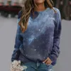 Kadın Hoodies Kadın Hoodie Mahsul Top 1 Parça Kıyafetleri Moda Tunik Kadın Gradyan Baskı O Boyun Sweatshirt Yuvarlak Kırpılmış Genç Kızlar