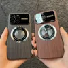 Designer bag Wood Grain Large Window Magnet for Wireless Charging Case For iPhone 15 11 12 13 14 Pro Max Plus Camera Protection Cover