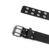 Ceintures femmes hommes Punk mode ceinture réglable Double rangée trou oeillet ceinture Rock moto cuir ceinture pour jean