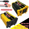 Araba Atlama Başlangıç ​​Gücü İnverter 4000W Güç Güneş Dönüştürücü Adaptör Çift USB LED Ekran 12V ila 220V 110V Voltaj Transformatörü Modi252Q