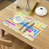 Table Runner 4/6pcs Set Mats Mathematics Letter Colorful Printed Napkin Kitchen Accessories Home Party Decorative Placemats