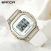 その他の時計サンダ新しい豪華な女性の時計ファッションカジュアルLED電子デジタル時計男性女性時計腕時計レリギオフェミニノ9006 J230728