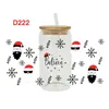 Adesivi per finestre 3D UV DTF Transfers 16oz Cup Wrap Fiocco di neve Buon Natale Stampato per fai da te Vetro Ceramica Metallo Pelle Ecc. D217