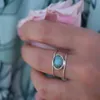 Boho Kvinnlig Big Moonstone Ring unik stil guldfärg bröllop smycken lovande förlovningsringar för kvinnor12595