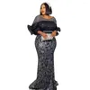 Plus -klänningar iCclek Evening Party Gown Dress Christmas Wedding Maxi For Women African Outfits Luxury Long Long